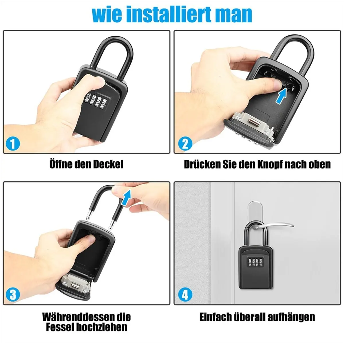 【HOT N07R】 Key Safe with Shackle,Waterproof Key Cabinet Key Box for Outdoor Combination Key Safe for Home, Garage,