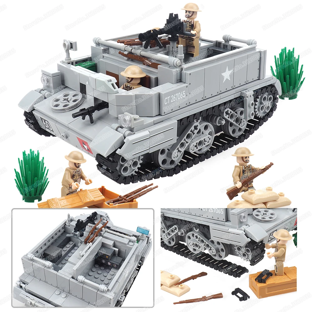 Bren Gun Carrier Building Block MOC WW2 Military figures Equipment Weapons Transport Support Scenes War Models Children Gift Toy