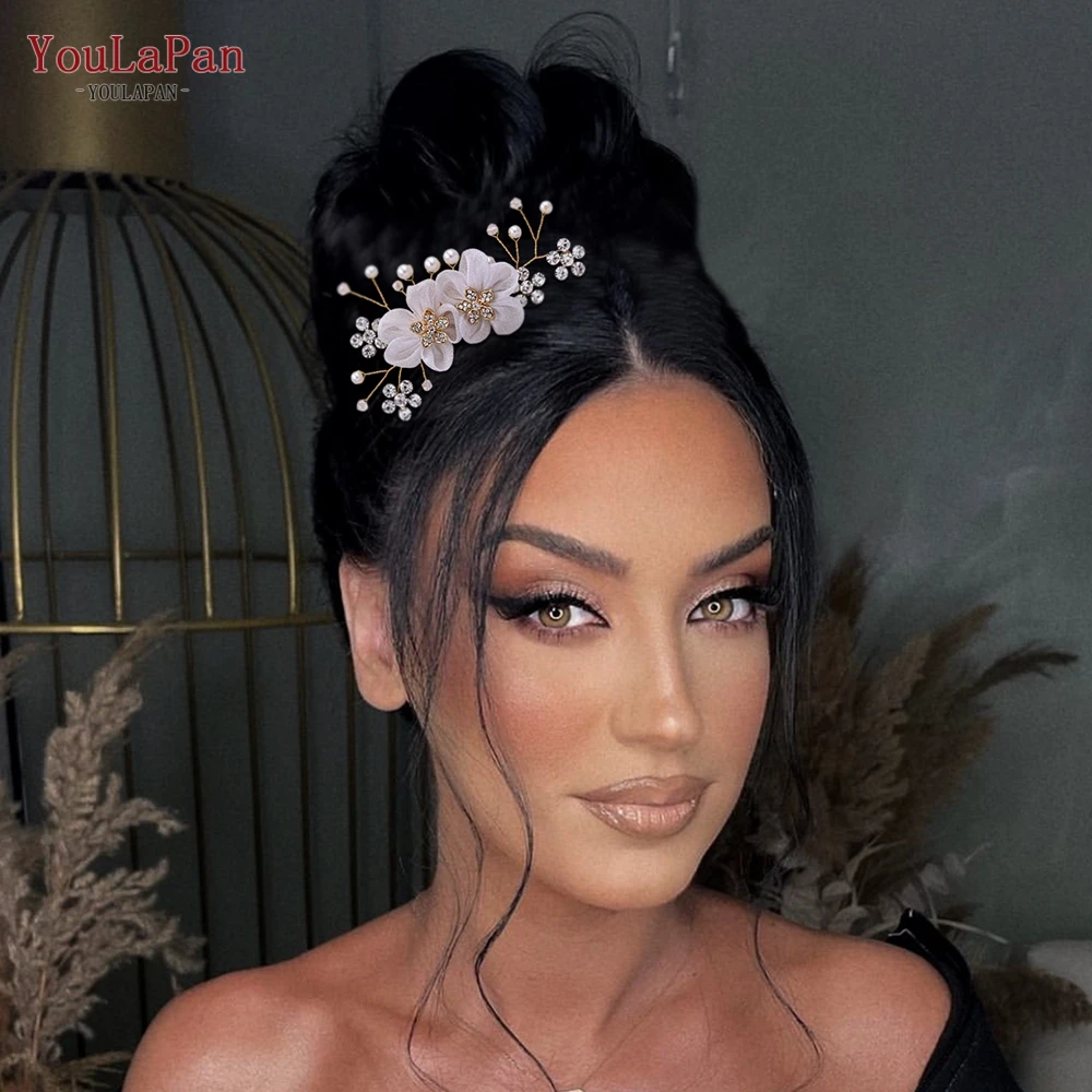 

Youlapan Flower Pearl Hair Comb Charming Bridal Hair Accessory Exquisite Rhinestone Headpiece Woman Headwear For Wedding HP151