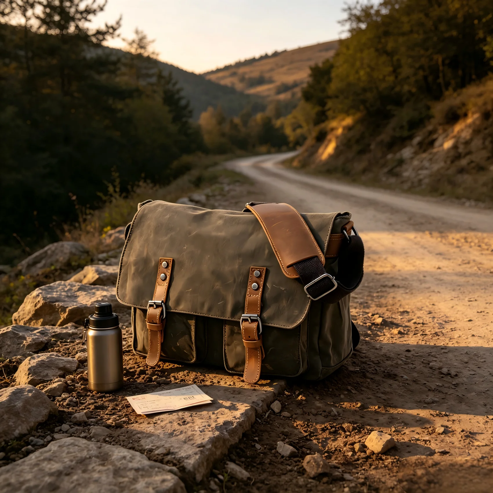 Vintage Waxed Canvas Camera Messenger Bag, Water Resistant Leather Trim Shoulder Bag for Outdoor Photographers