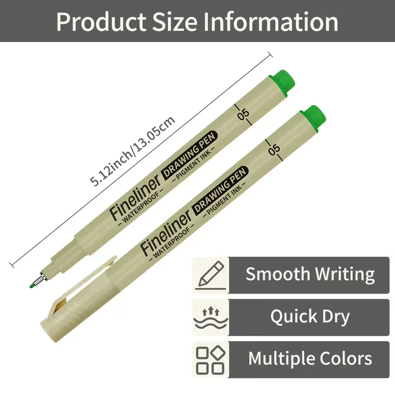 12-Color Fine Liner Pens Fine Tip Drawing Pens with Quick-Dry Waterproof Ink for Sketching, Illustration, Journaling, DIY Crafts