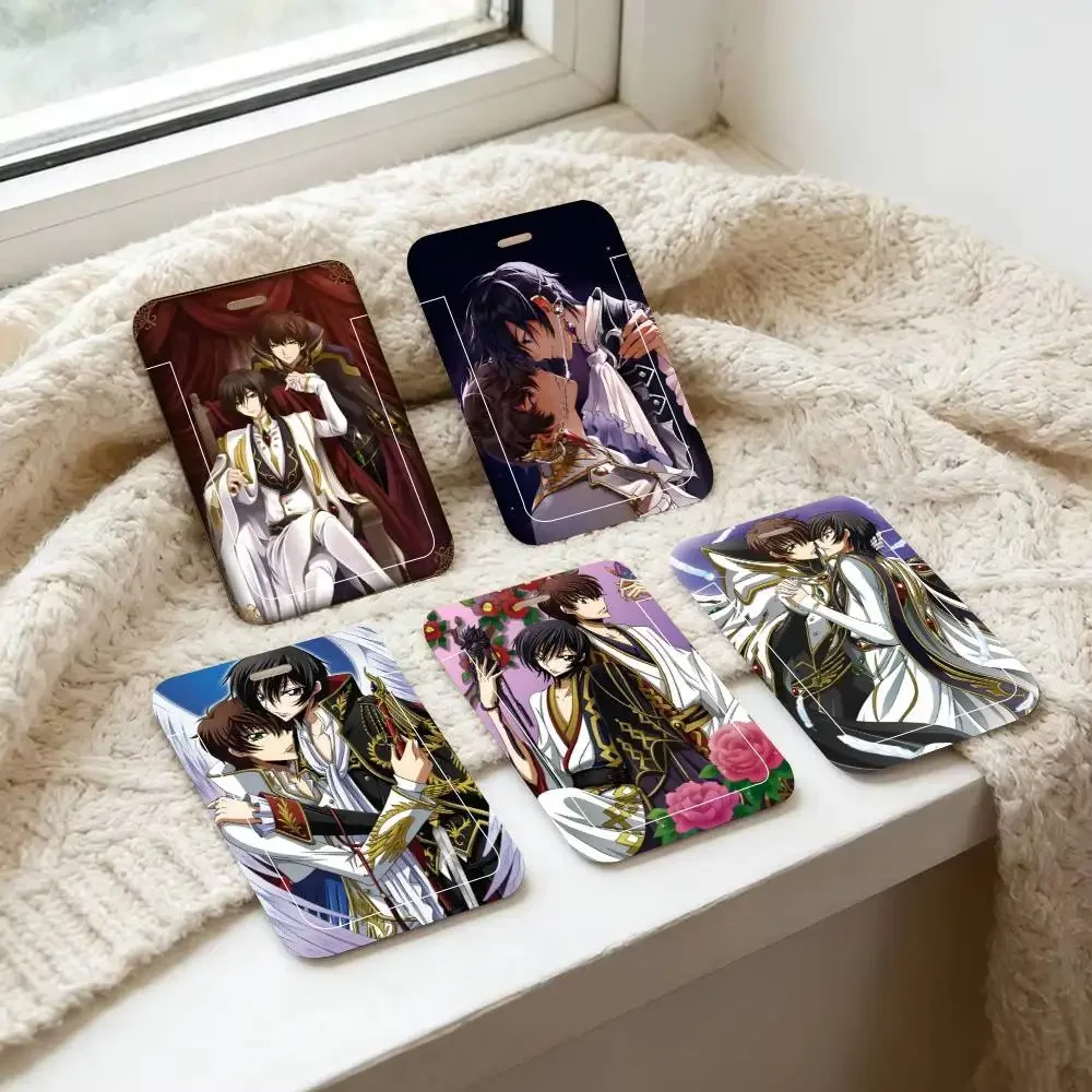 Anime Suzalulu CODE GEASS Hangyaku No Lelouch ID Card Holder Lanyard Covers Women Men Work Permit Holder Students Kids Bus