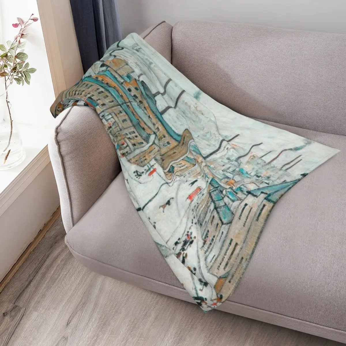 L S Lowry رمي بطانية التخييم لينة منقوشة المعزي الفاخرة مصمم البطانيات