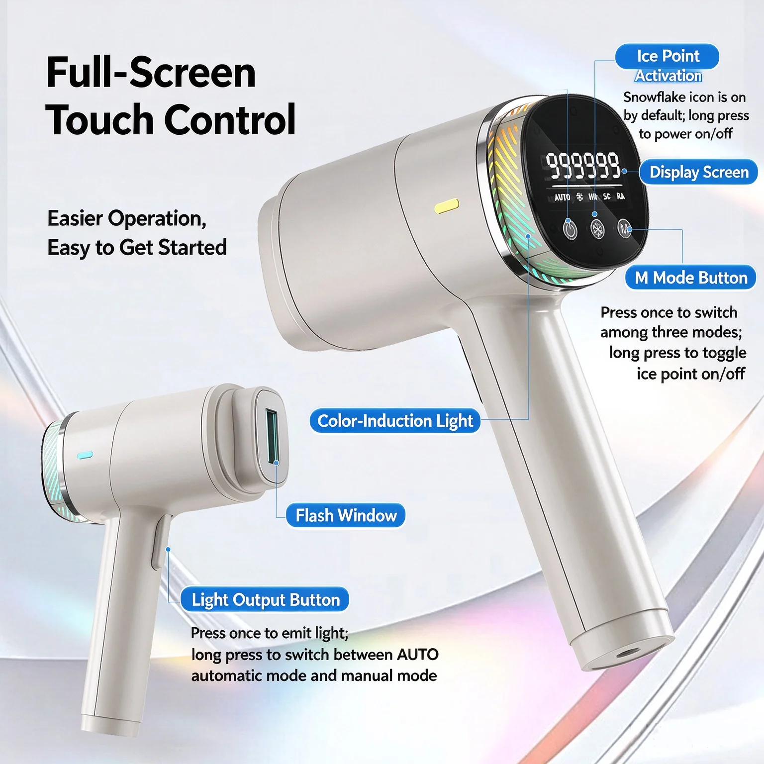 Hair Removal with Ice Cooling Care Function for Women & men Long-Lasting Results 999999 Flashes Painless Hair Removal for Armpit