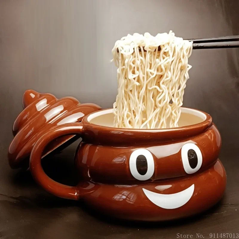 Japanese Style Shape Instant Noodle Bowl, Ceramic Personality Spoof Friends Classmate Gifts, Creative Mugs, 450ML Water Cup, 1Pc