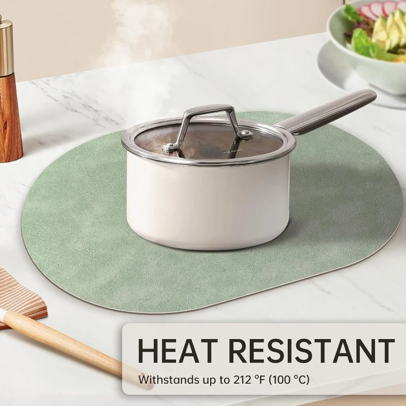 4Pcs Dual Sided PU Leather Oval Table Placemat Waterproof Heat Resistant Anti Slip Washable Dining Table Decor Mat