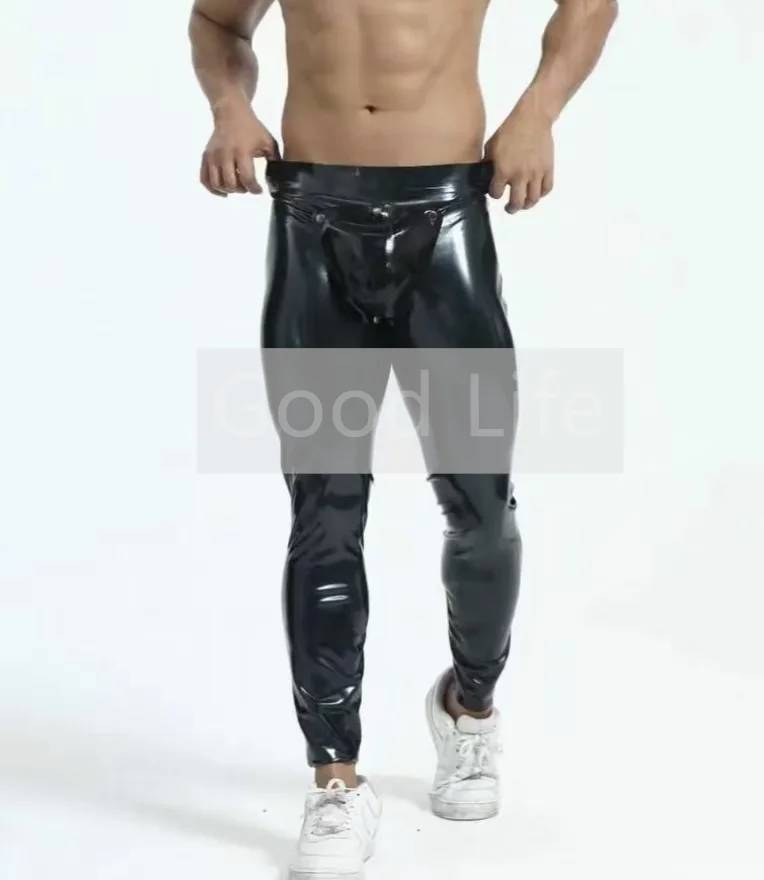 

Latex Fetish Classic Men's Pants Cod Piece Crotch Gummi Rubber Male Trousers 0.4mm Natural Latex Party wear Cosplay Costume