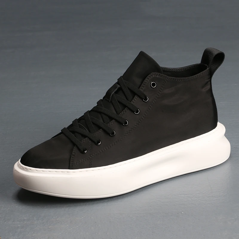 men ice thick-soled high canvas shoes Korean version of the trend of thin breathable medium help casual board shoes