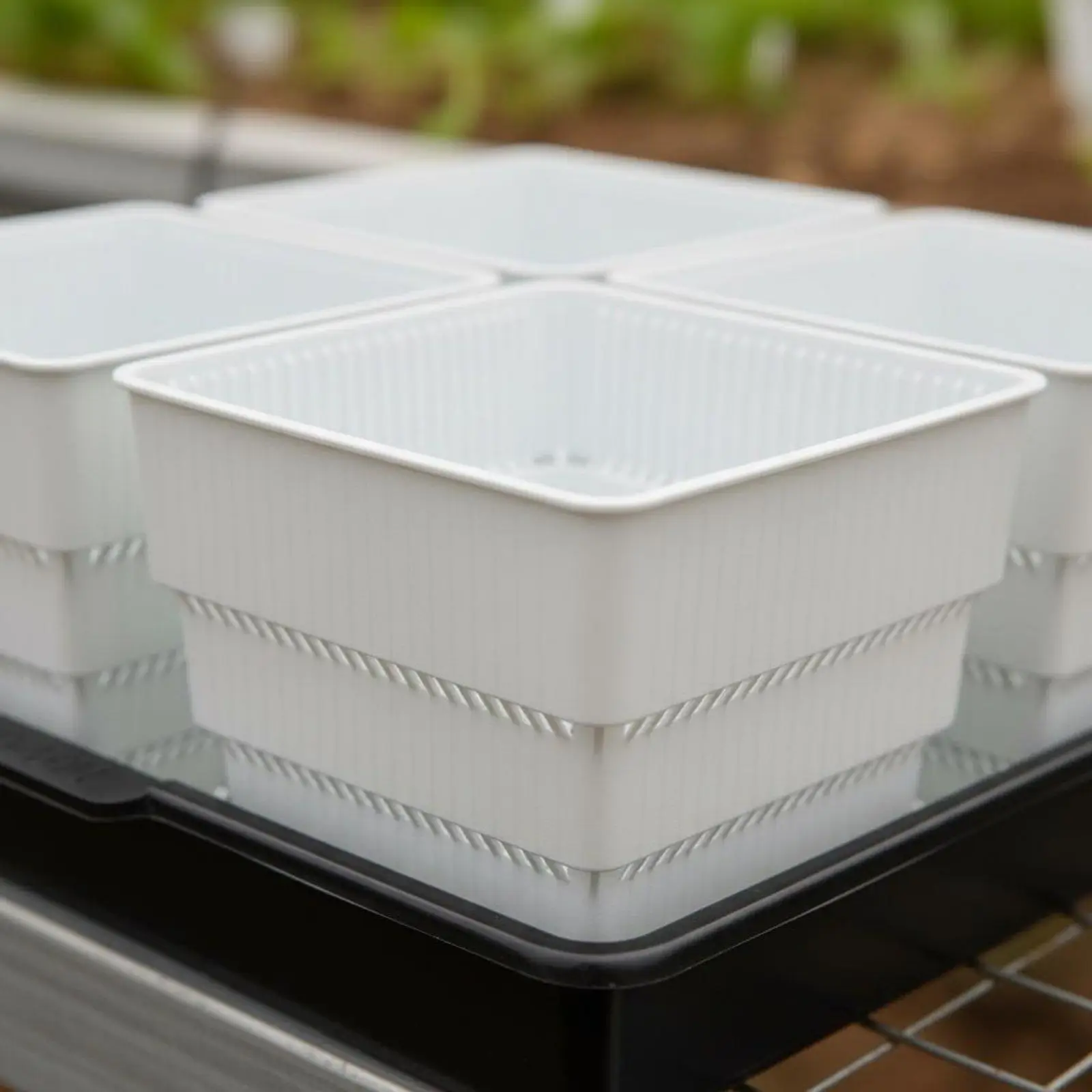 Modern Square Resin Pot for Plants with Aeration Vents for Balcony Patio Garden Use