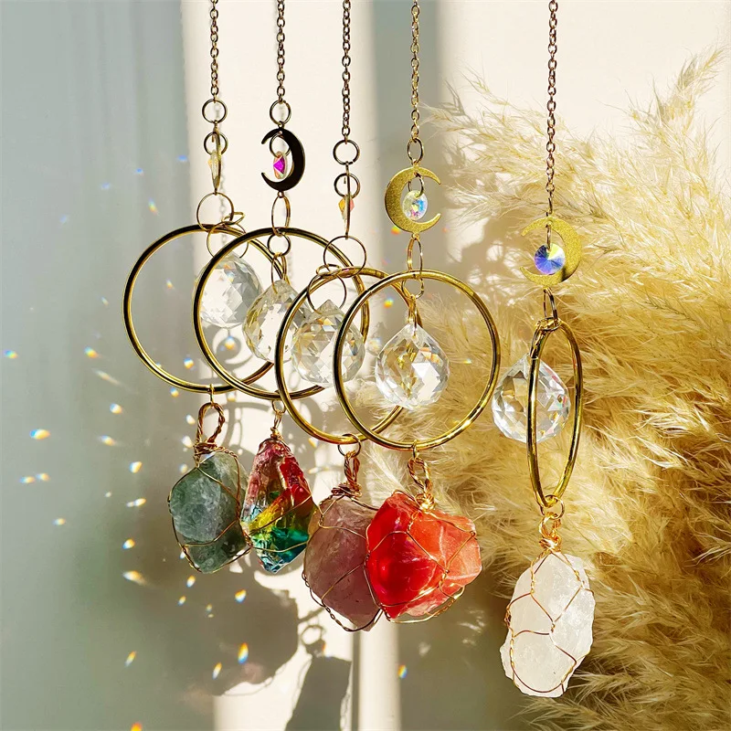 

Healing Stones Suncatcher Crystal Prisms Suncatchers for Window Kitchen Garden Patio Backyard Decoration Birthday Gifts Women