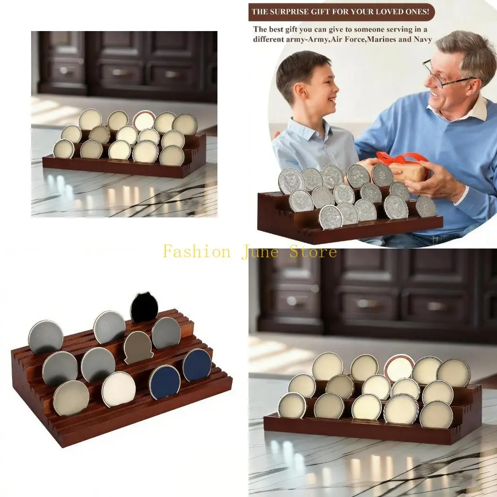 N5KA Versatile Trapezoid Coin Display Rack Multi Layer Ensuring Coin Safety Suitable for Various Room Styles