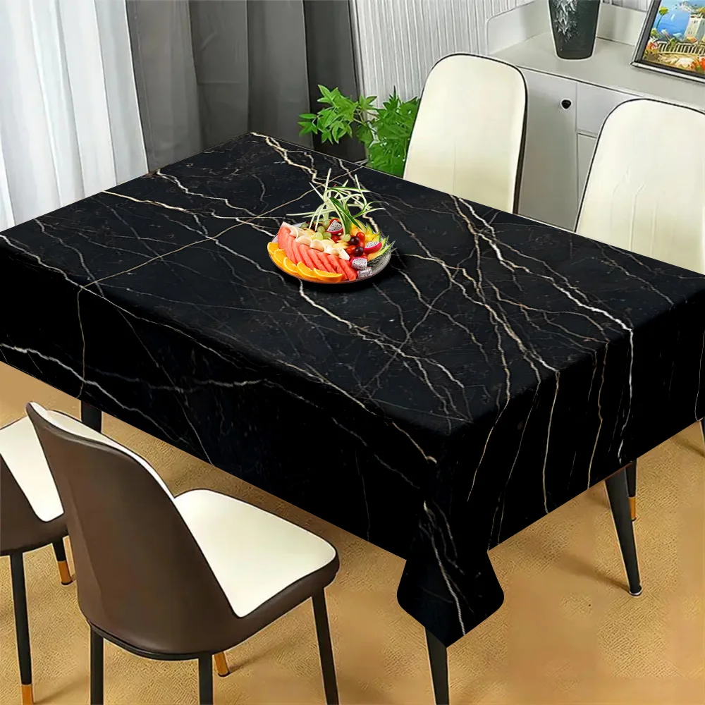 1pc modern luxury, marble-patterned, rectangular, polyester tablecloth, stylish and excellent