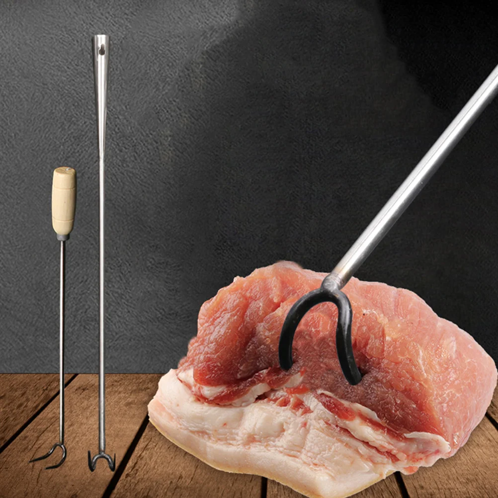 

2Pcs Stainless Steel Meat Hooks Easy to Use for Meat Drying Smoking Ham Pork Chicken Roast Kitchen Bbq Tool Set