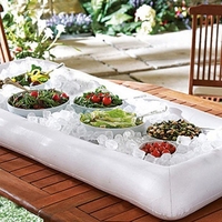 Inflatable Floating Row 130*64cm Water Pool Air Table Swimming Pool Beer Bar Beach Party Food Drink Tray Summer Pool Cup Holder