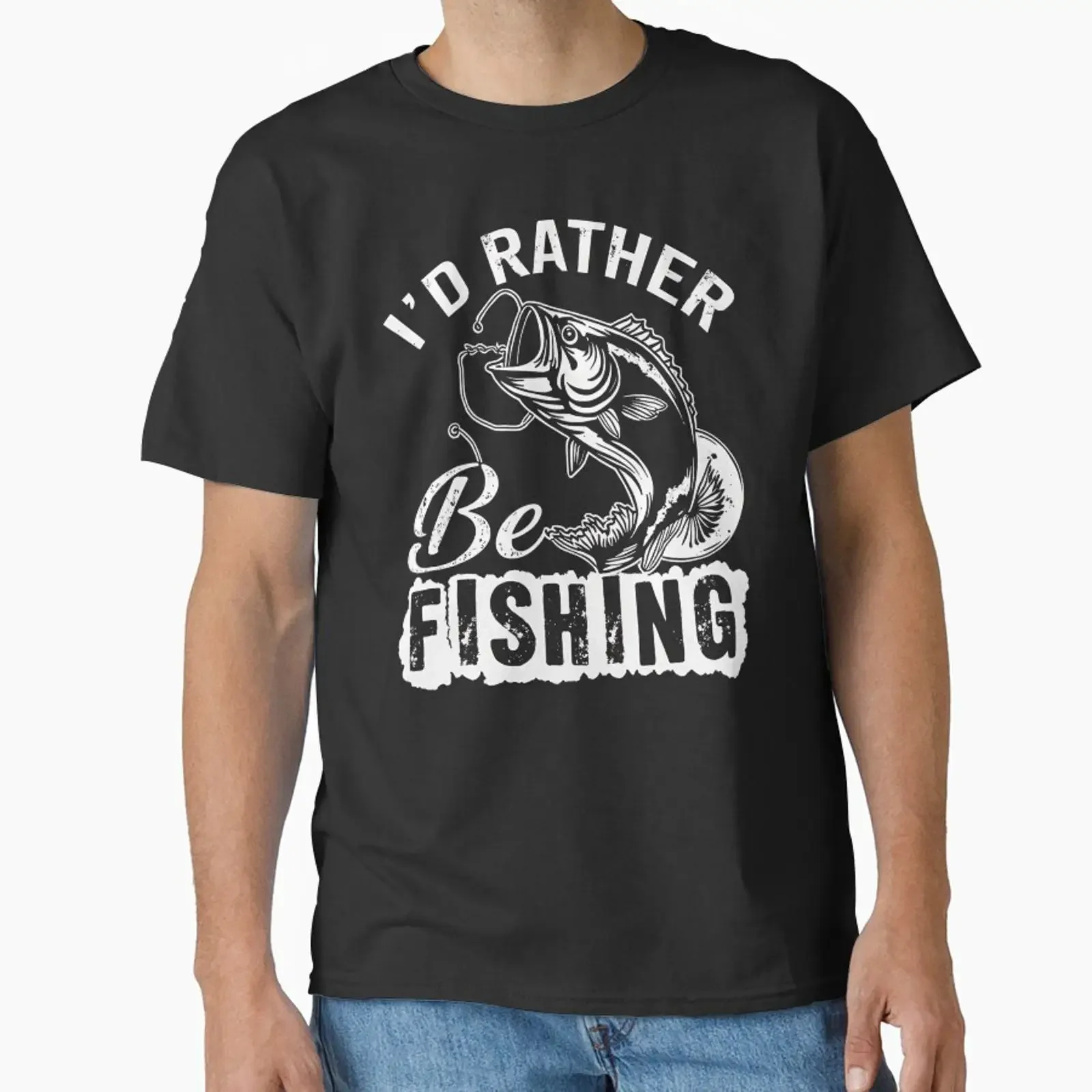 T-shirt drôle « I'd Rather Be Fishing » pour hommes et garçons, conçu et vendu par KohinurHere, style vintage, légèrement délavé, élégant