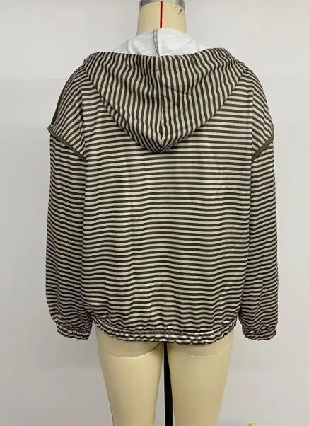 Women's Jacket Fashion 2025 New Autumn Winner Commuting Date Korean Style Lazy Style Hooded Striped Casual Jacket