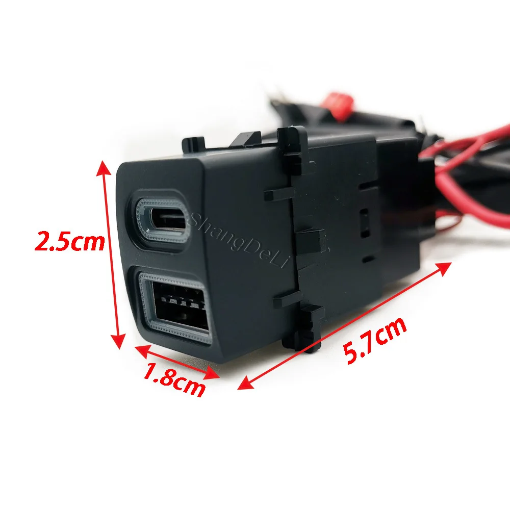 Red Led Light Fit for Subaru Forester 19-24 Car QC3.0 USB Type C PD Charging Outlet Power Phone Adapter Dual Charger Socket