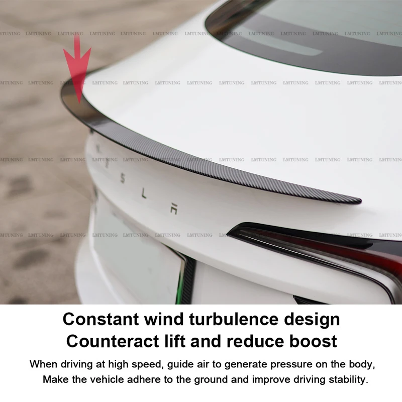 Car ABS Spoiler Carbon fiber pattern For Tesla 2024 Model 3 highland Original High-performance Exterior Modification Accessories