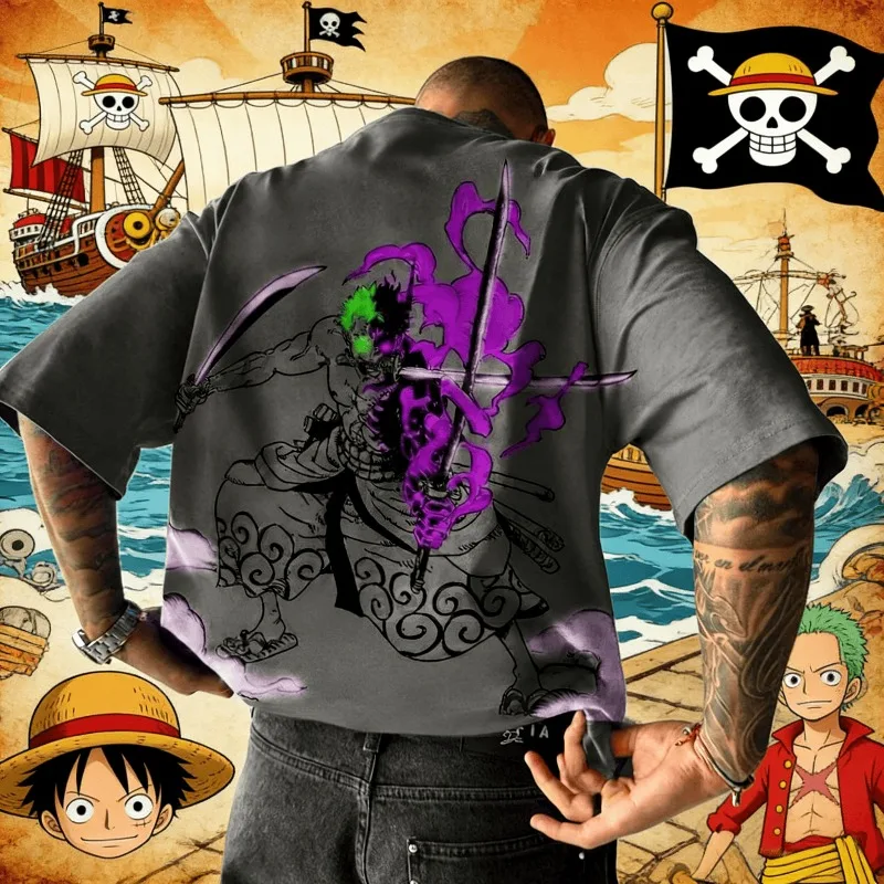 Japanese Anime ONE PIECE Summer T-shirt Casual Sports Fitness Loose Oversized Comfortable Cotton Short Sleeves for Men and Women