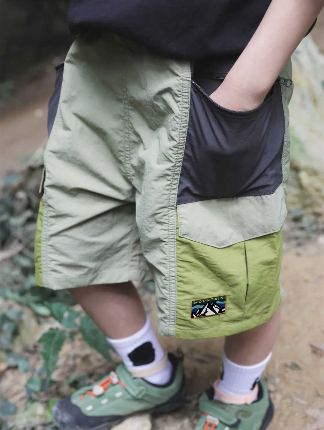 Somidir Quick Dry Outdoor Children's Shorts Summer Boys' Color Block Multi Pocket Hiking Mountain Five Shorts Kids' Clothing