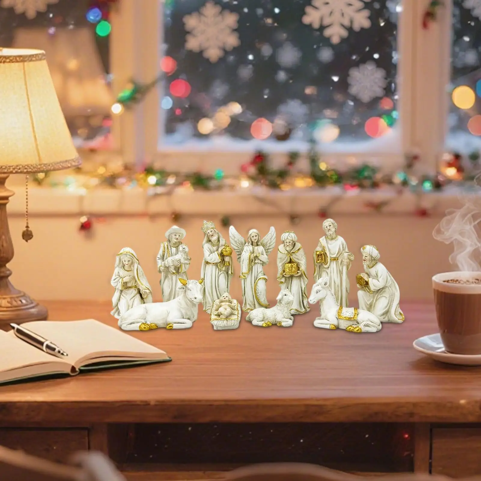 Christmas Nativity Set 11-Piece Christmas Nativity Scene Religious Figurine Ornament For Church Holiday Yard Door Kids Home Yard