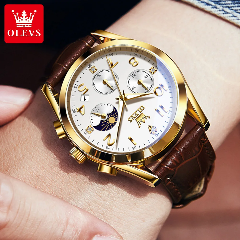 OLEVS Brand Men's Belt Multifunctional Quartz Watch 2890