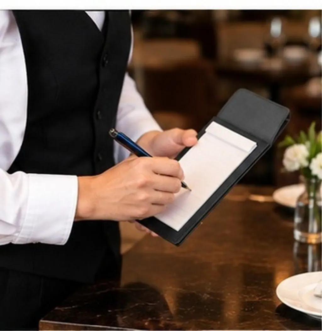 2Pcs File Folder Multi-Functional Textured Check Presenter for Restaurant Hotel Card Holder Server Note Pad