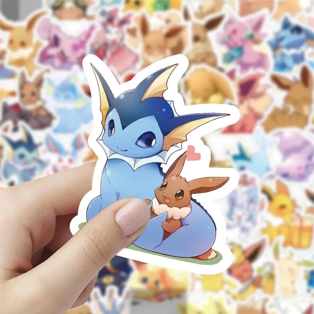 10/30/60pcs Cute Cartoon Pokemon Eevee Stickers Anime Decal Toys Graffiti Laptop Scrapbook Phone Waterproof Kawaii Sticker Gifts