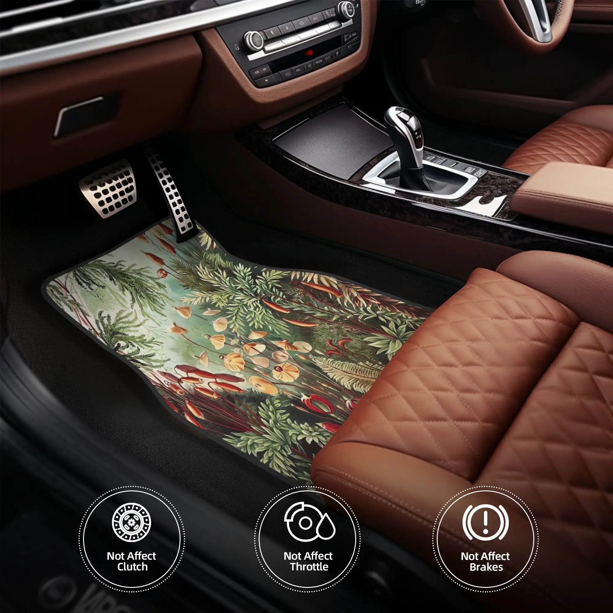4pcs Mosses Ernst Haeckel Car Floor Mats, Durable, Fit For Cars, Ideal Gift, Vehicle Interior Mats, Playful Design, Durable Mats