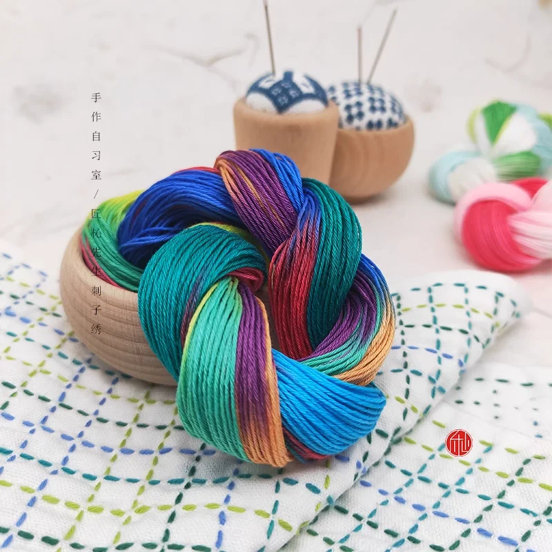 Segment Dyeing Rainbow 40m Sashiko embroidery thread compact section tea mat coaster heat insulation pad sashiko thread