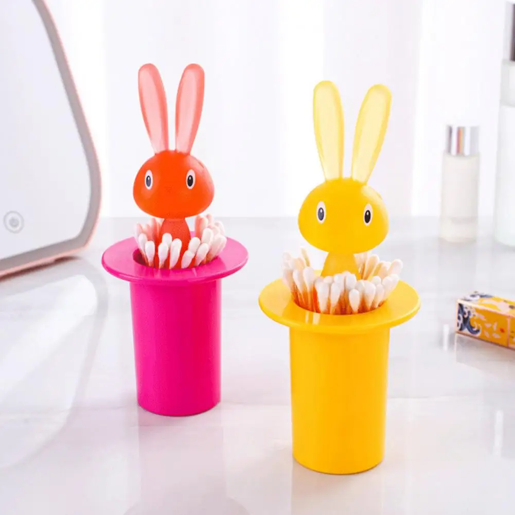 Algodão auto-levantamento de armazenamento rack toothpick tubo ornamentos personalidade criativo bonito coelho caixa de armazenamento coelho recipiente caixa