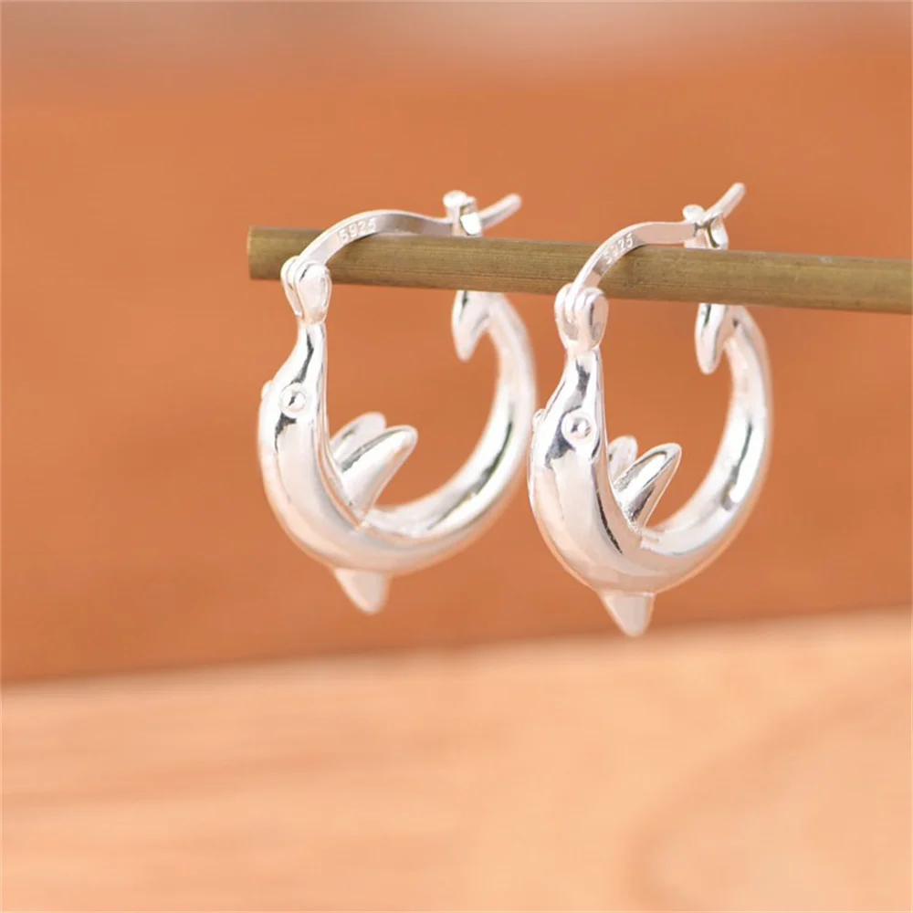 925 Silver Hoops Woman High Quality Dolphin Hoop Earrings Beauty Accessories Luxury Earrings New Arrivals Party Jewelry Oiginal