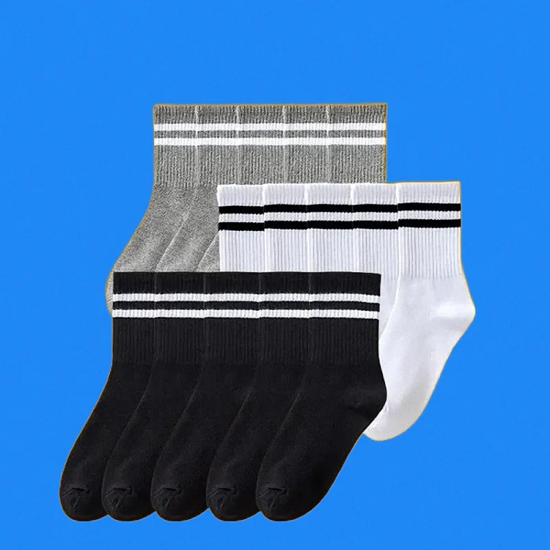 15/30 Pairs Trendy Versatile Black White Gray Short Socks Breathable Comfortable Casual Socks Women Parallel Bars Mid Tube Socks