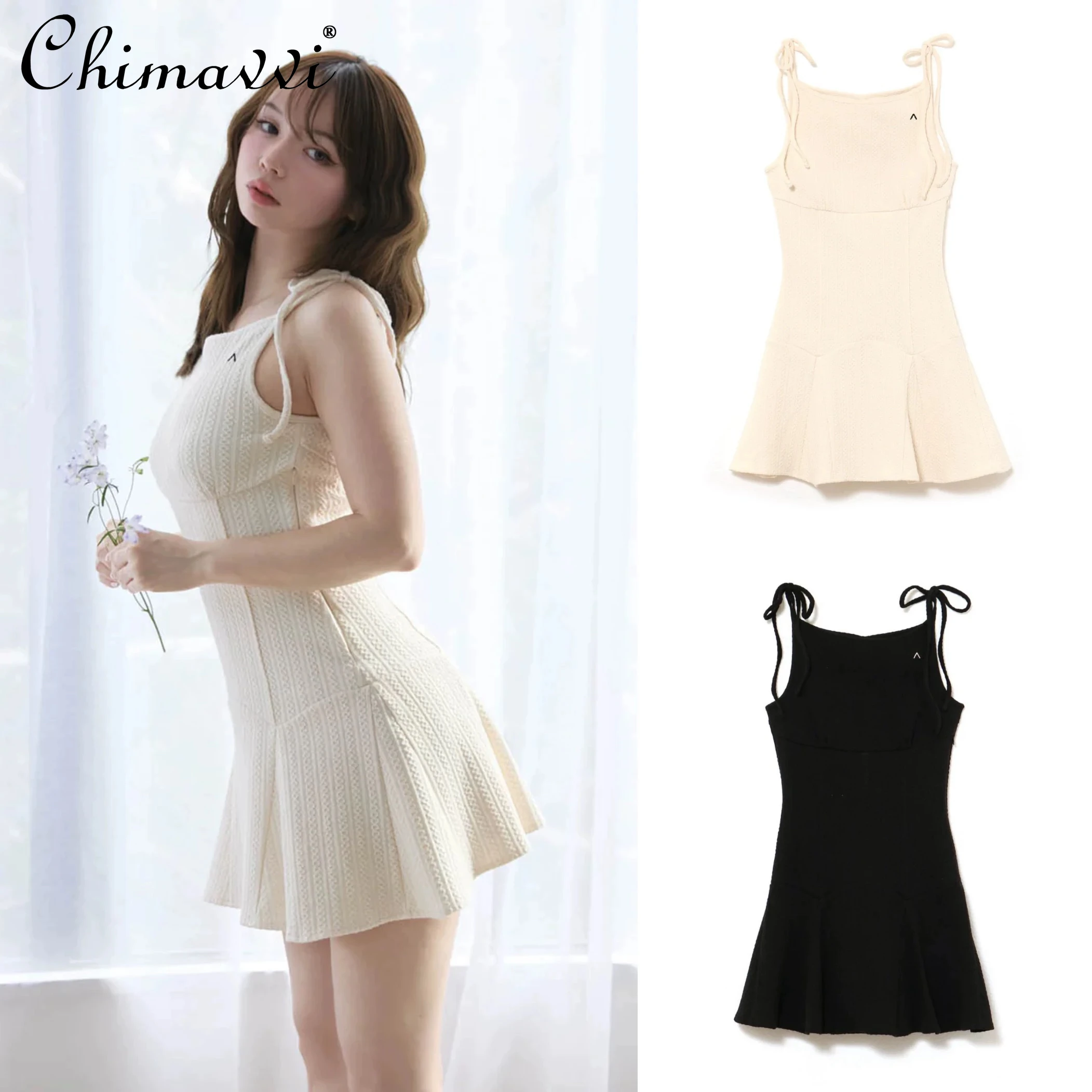 

Japanese Sweet Girl Style Waist-Cinching Slimming Strap Dress Spring Summer New Fashion Cute Temperament Short Women's Dress