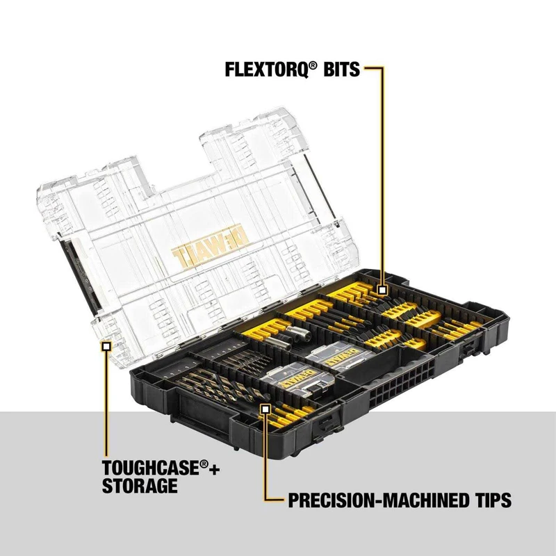 DEWALT DWANGFT100SET FlexTorq Bit Set Woodworking Drill Bits System High-End Batch Multifunctional Tools  Accessories