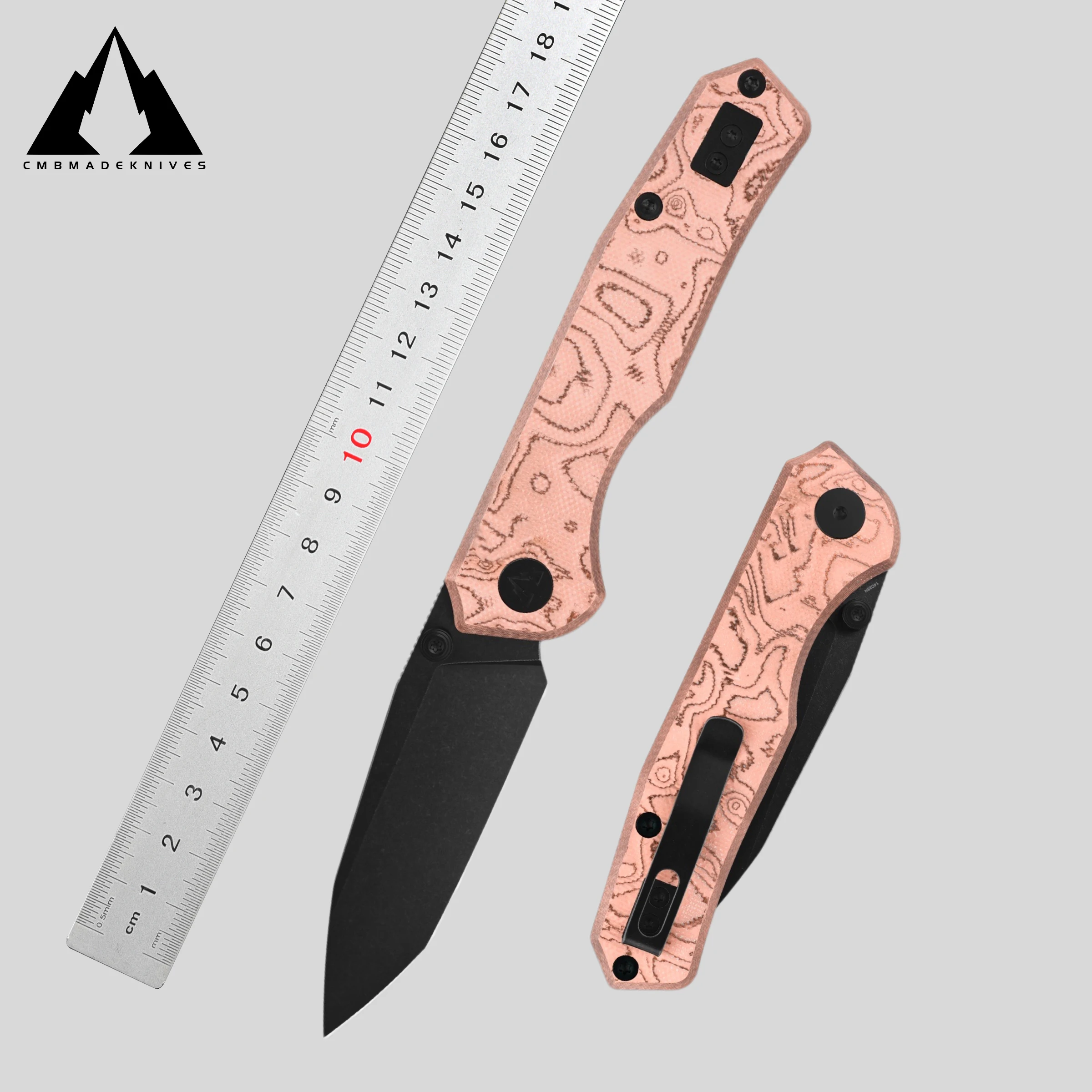 Складной нож CMBMADEKNIVES CMB Explorer V2 из стали 14C28N с рукоятью из медной фольги для кемпинга и активного отдыха, EDC CMB-22B