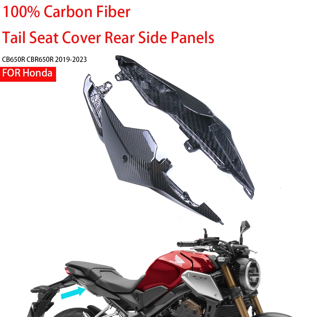 

Motorcycle For Honda CB650R CBR650R 2019-2023 100% Carbon Fiber Tail Seat Passenger Cover Rear Side Panels Protector Accessories