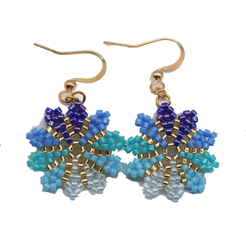 

2 пары зажимов для ушей, богемные снежные бусины, серьги-капли для женщин, милые массивные ювелирные изделия ручной работы в стиле бохо, подарки