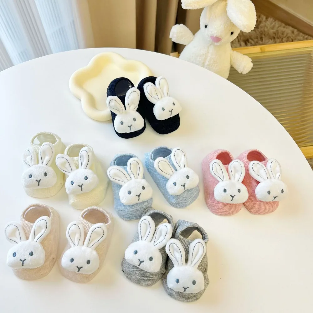 Soft and Skin Friendly Baby Silicone No-slip Floor Socks Cotton Antiskid Cute Bunny Infant Ankle Socks