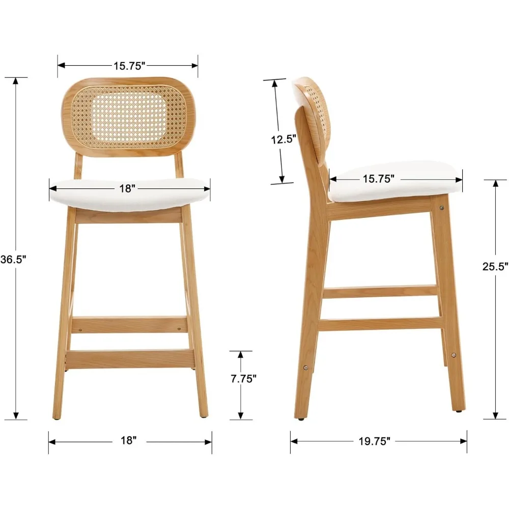 Барный стул высотой, барный стул из 2 искусственных ротанга, барные стулья, удобные льняные мягкие стулья для кухонного островка