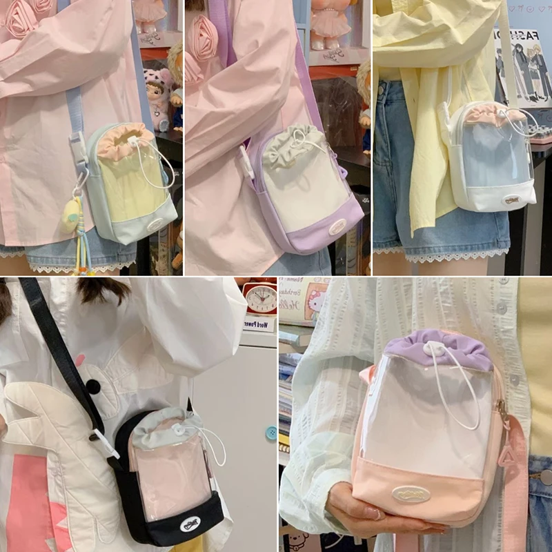 

Сумка-мешочек для куклы 10 см, милые, милые, прозрачные сумки Ita, повседневная сумка через плечо для выхода в стиле комиксов