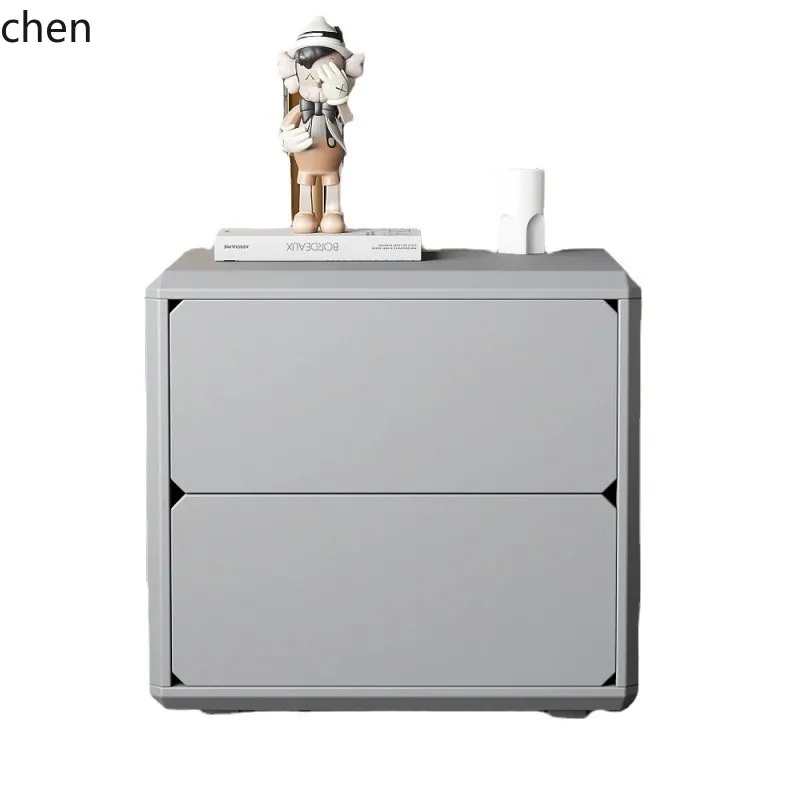 HT Lacquered Bedside Table Bedroom Solid Wood Drawer Simple Bedside Cabinet 2-Drawer Cabinet Internet Celebrity Storage Cabinet