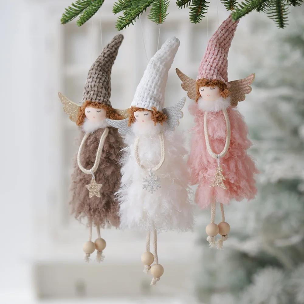 Christmas Angel Dolls Pendant Plush Doll Xmas Tree Hanging Ornament for 2025 New Year Gifts Xmas Party Home Natal Navidad Noel