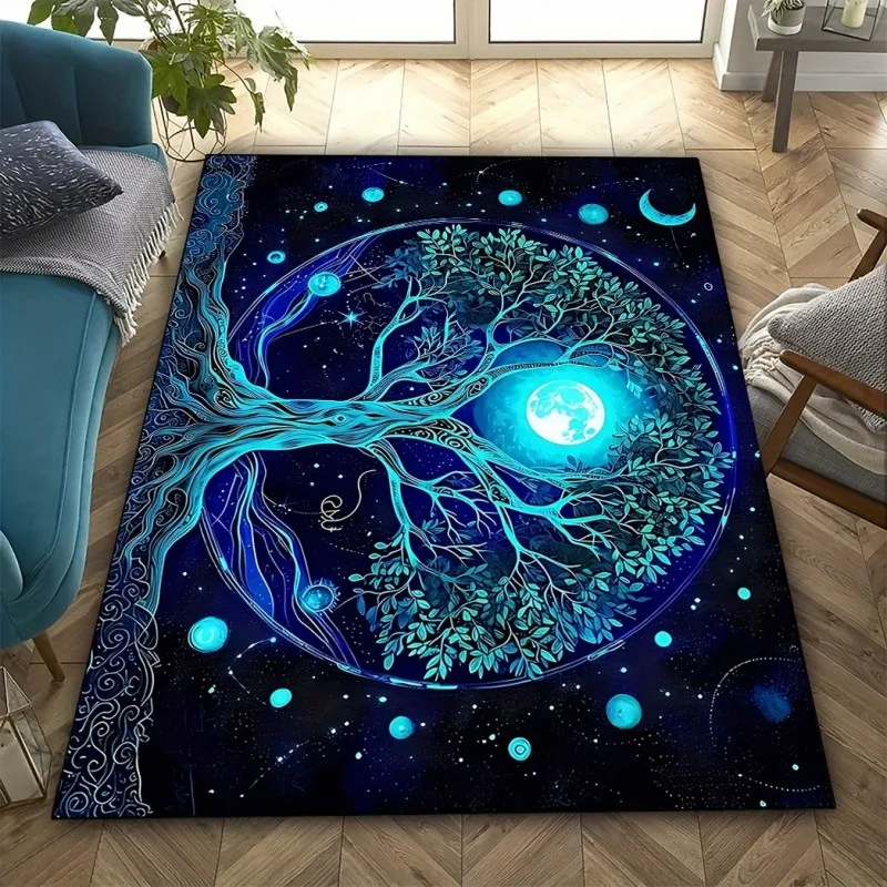 Tree Of Life Carpet Living Room Large Rug Mystic Moon Galaxy Bedroom Decor Luxury Area Rugs Sofa Floor Mat Lounge Art