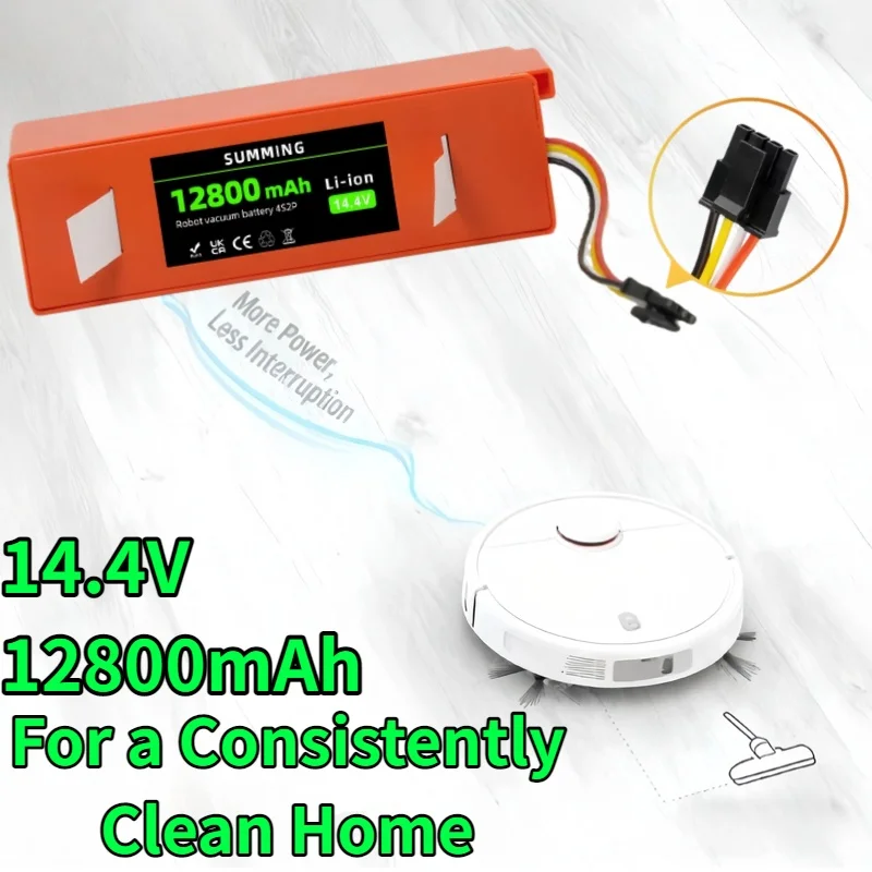 

14.4V 12800mAh for Xiaomi Roborock Replacement sweeper Battery Robotic Vacuum Cleaner, S55, S60, S65, S50 4S2P Battery Pack