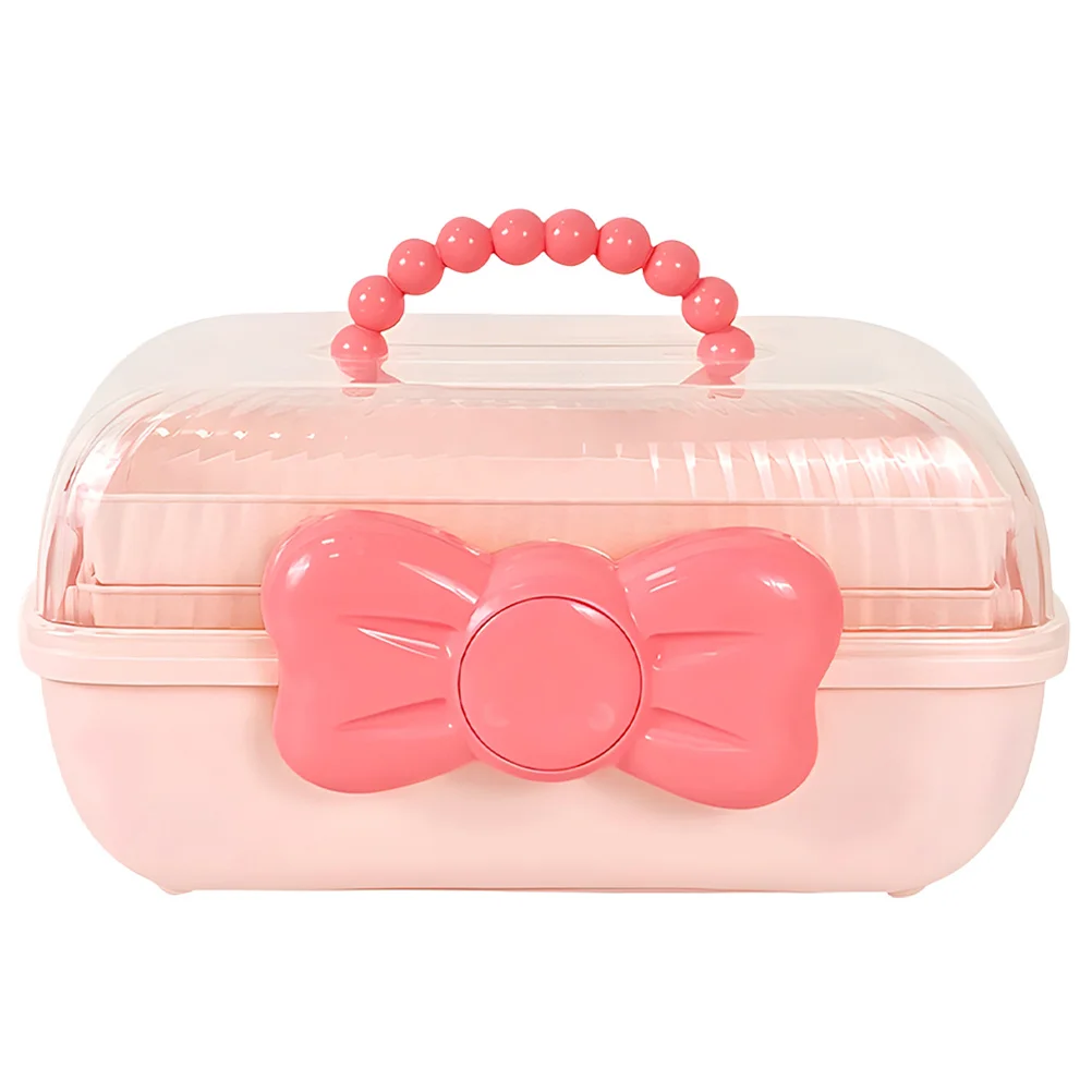 

Fashionable Jewelry Storage Box Portable Organizer for Girls Hair Accessories Container with Bow Decor Small Jewelry Case