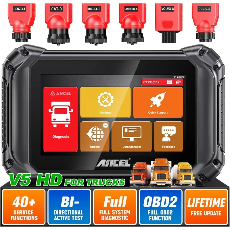 

V5 HD Heavy Duty Truck Scanner,2024 Elite Bidirectional Diesel Diagnostic Scan Tool,40+ Resets Full System Diagnostic