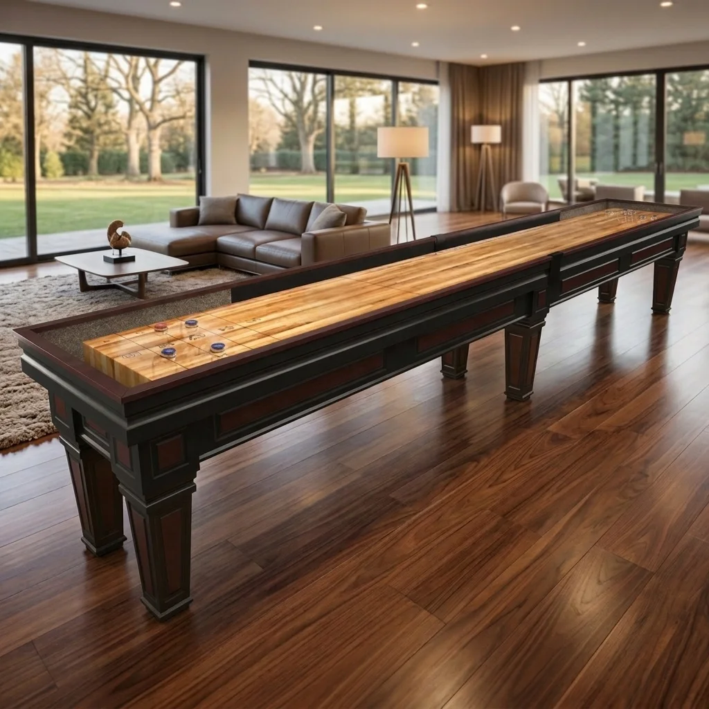 2026 Solid Wood Shuffleboard Table Luxury Indoor Game Table Custom Wood Veneer Home Villa Game Room Shuffleboard Game Tablepromo