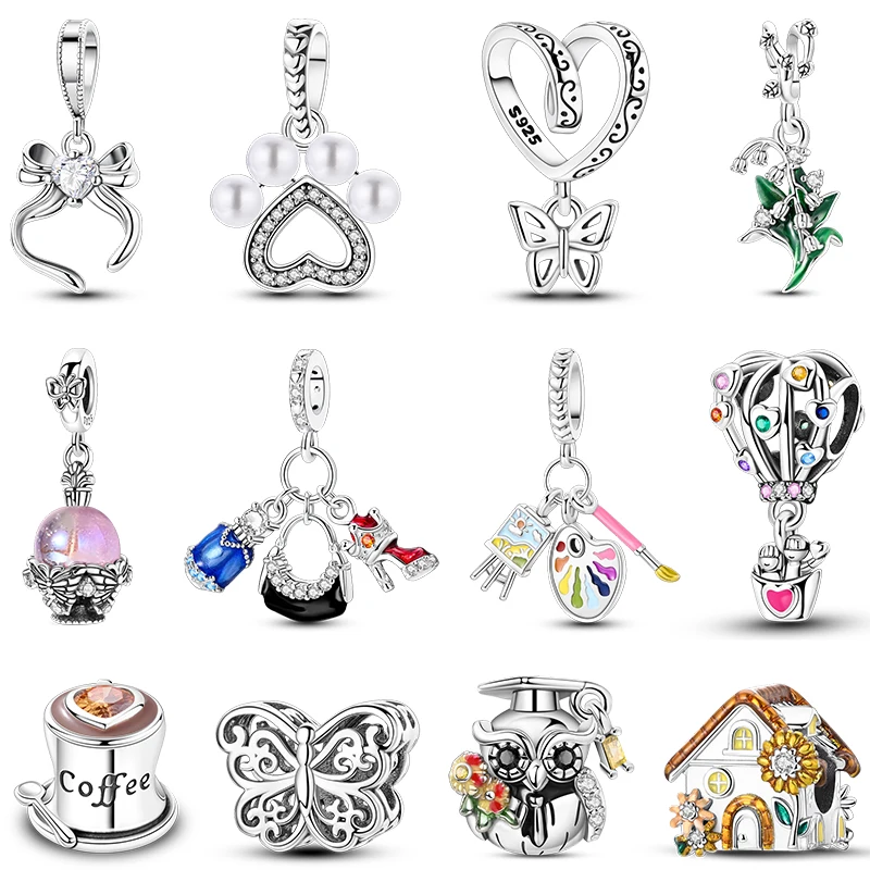 

Original 925 Sterling Silver Owl Lotus Drawing Board Perfume Charms Beads Fit Pan 925 Original Bracelets Jewelry DIY Making