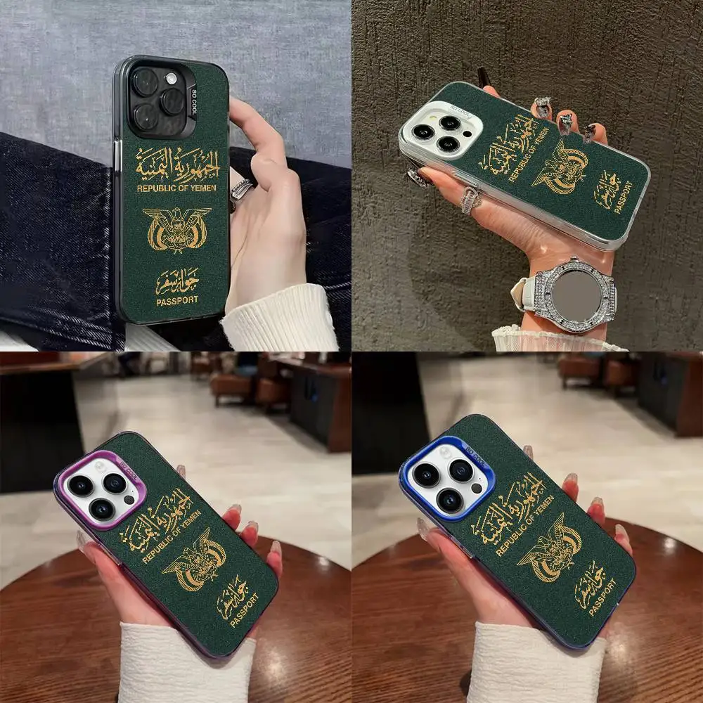 

Phone Case For iPhone 17,16,15,14,13,12,Pro,Max,Plus,E,SE4,Air,Mini Colorful Yemen Passport Soft Cover